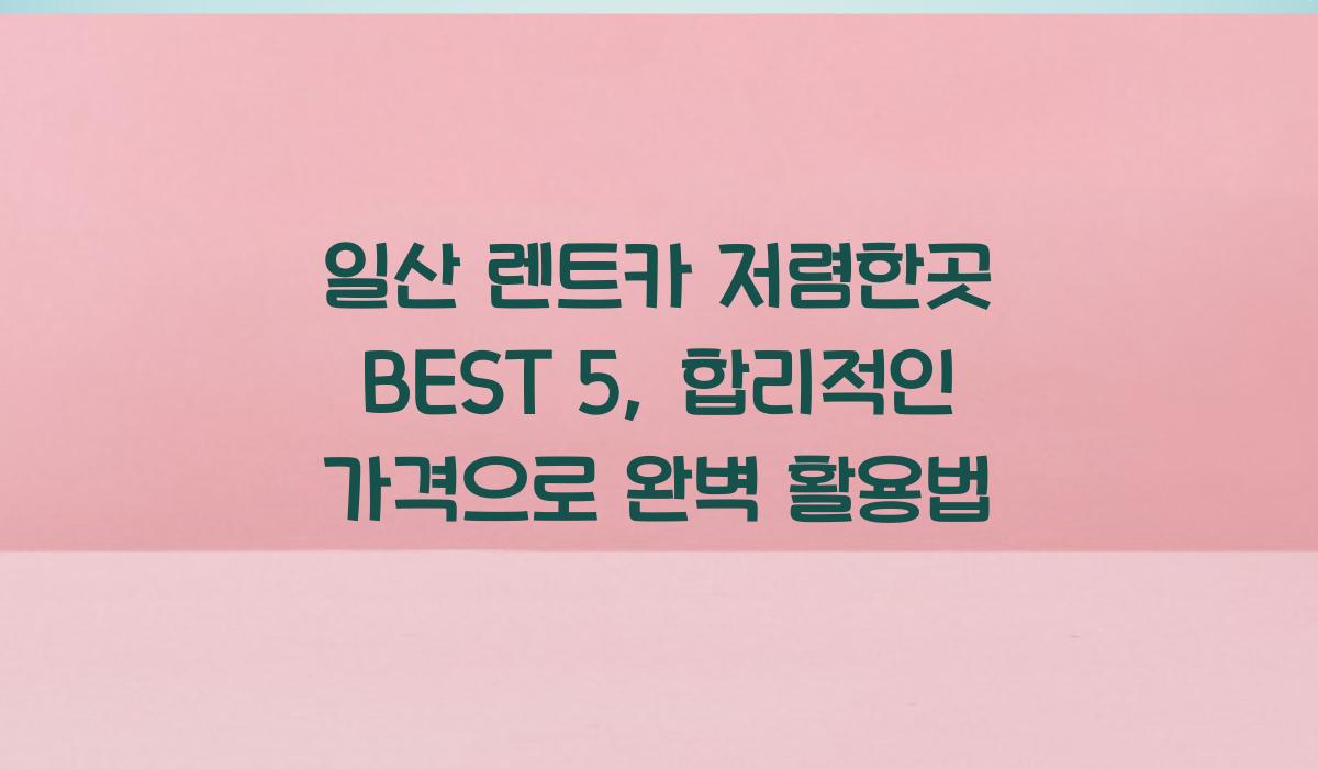 일산 렌트카 저렴한곳