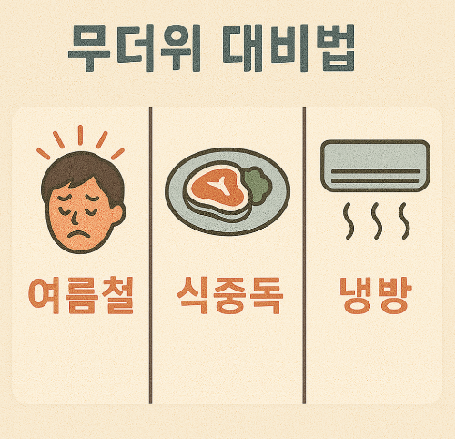 무더위 대비법 (여름질병, 식중독, 냉방)