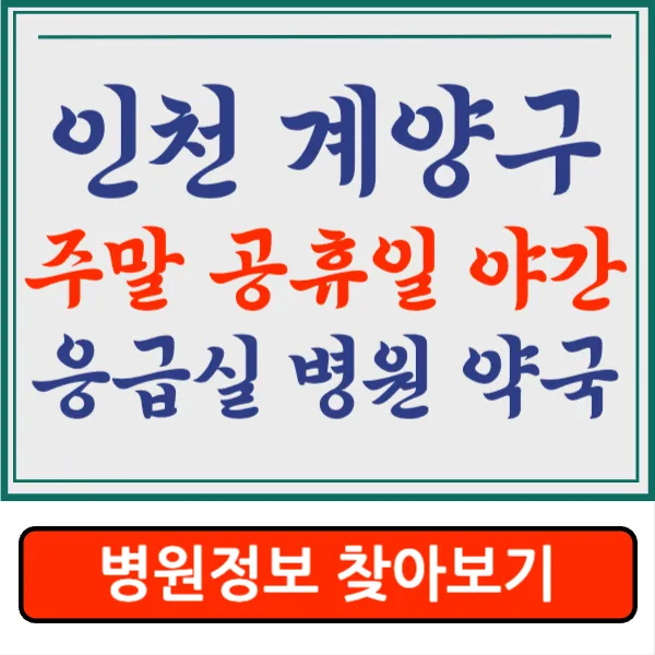 인천 계양구 주말 공휴일 야간진료 응급실 병원 약국 찾기