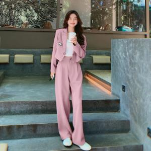 여성 잉글리쉬 핑크 정장세트 봄가을 투피스
