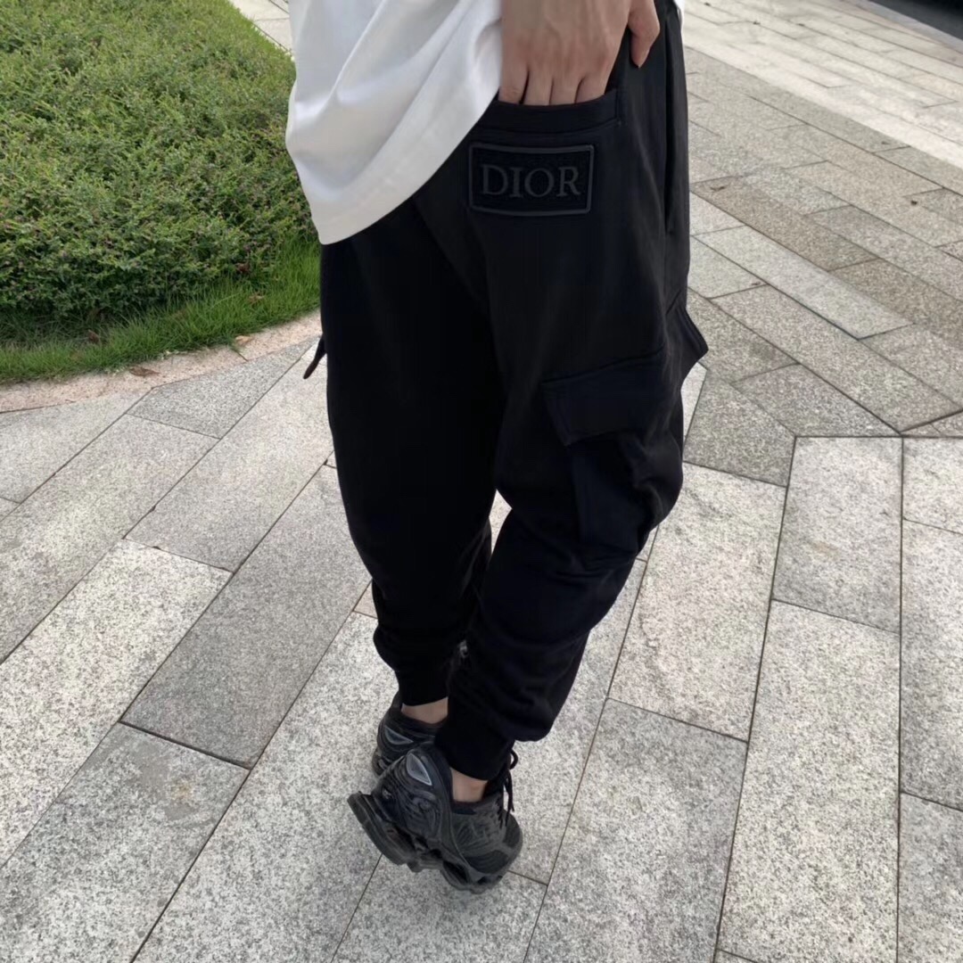  [DIOR] 디올 블랙 개버딘 카고 트랙 팬츠