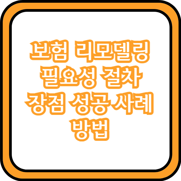  보험 리모델링 필요성 절차 장점 성공 사례 및 방법