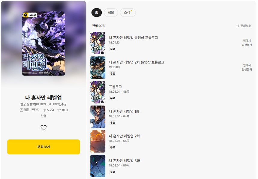 나-혼자만-레벨업-웹툰