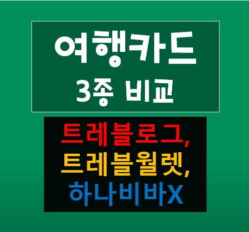  여행(해외사용) 카드 수수료 비교 및 추천 (트레블월렛, 트레블로그, 하나비바X)