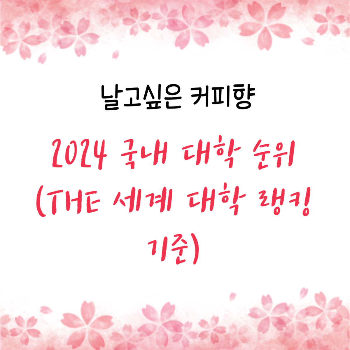 2024 국내 대학 순위 (THE 세계 대학 랭킹 기준)