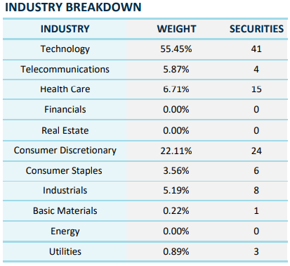 NASDAQ-100 지수 투자 비중표