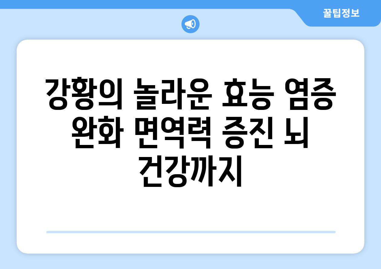 강황의 놀라운 효능 염증 완화 면역력 증진 뇌 건강까지