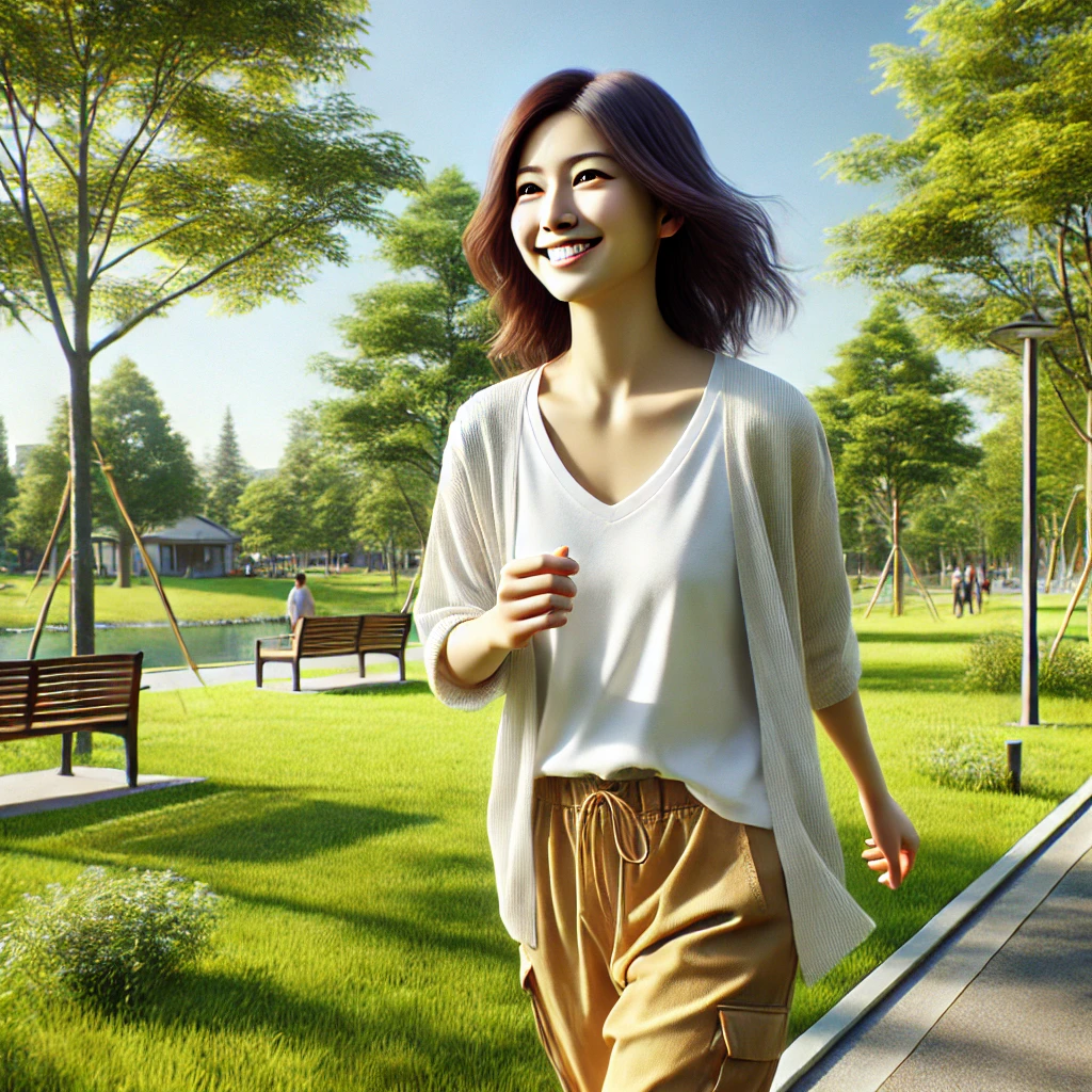 점심먹고-가볍게-산책하고-있는-여자