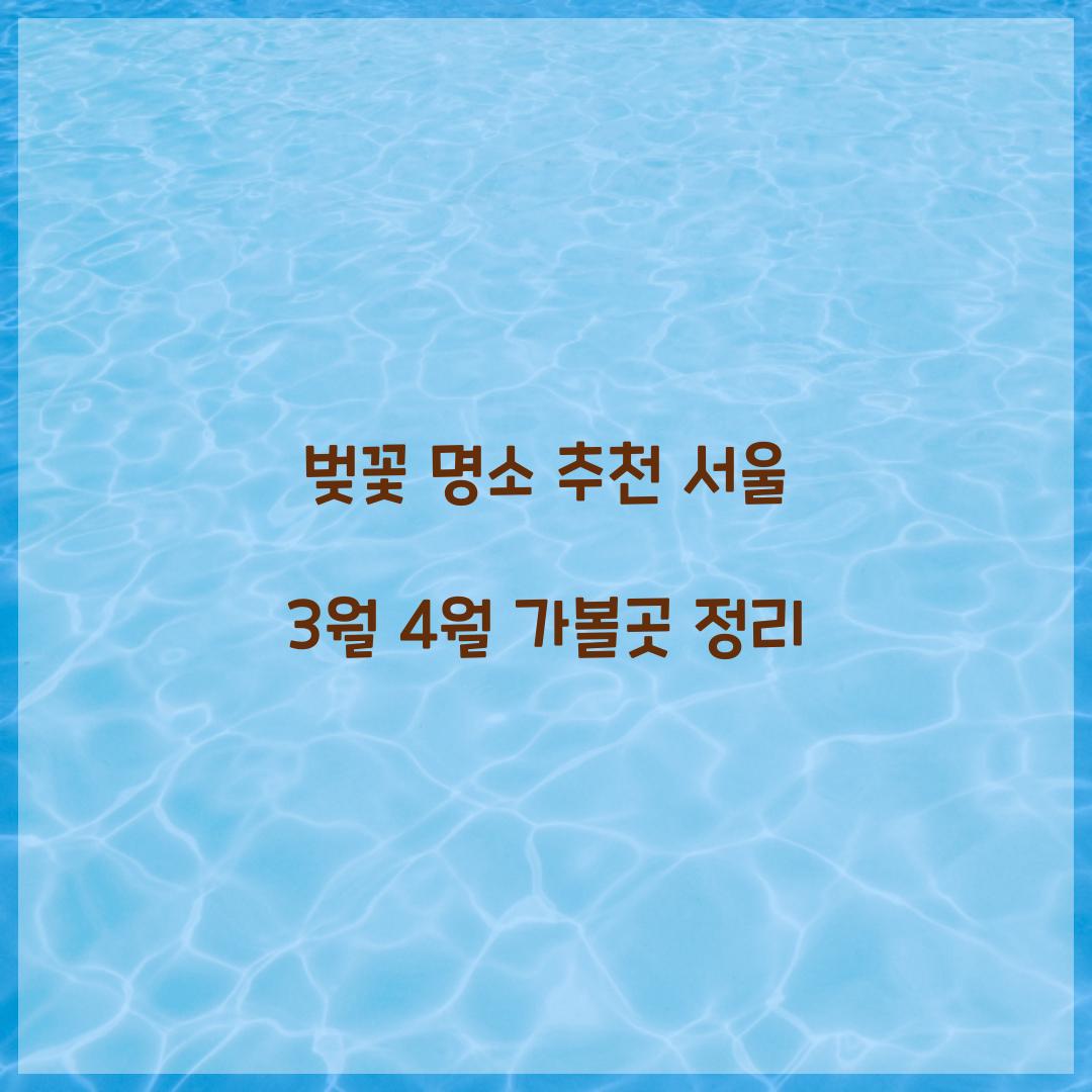 벚꽃 명소 추천