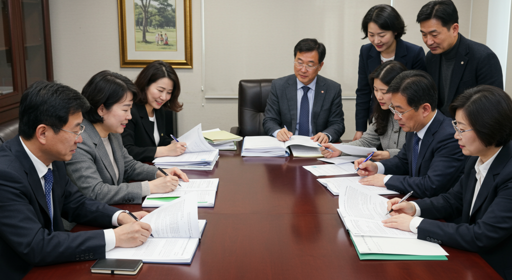 대학생동아리 지원을 심사중인 공무원