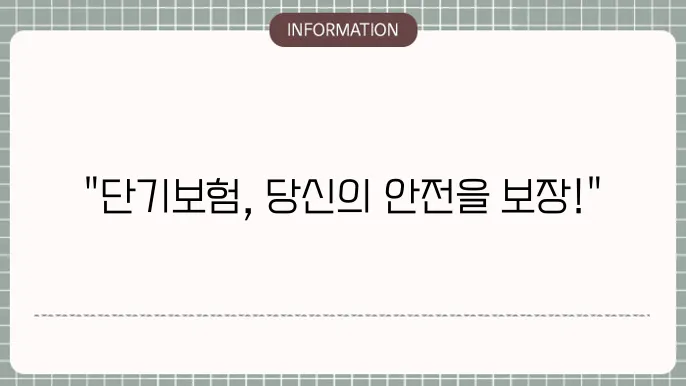 자동차 종합보험 단기가입 단기간 필요한 운전자의 필수