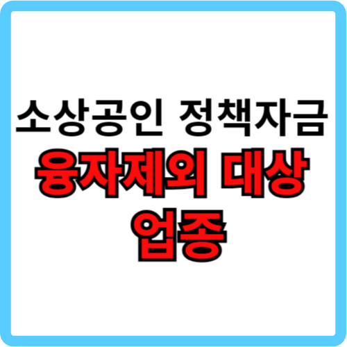 소상공인 정책자금 융자 제외 대상 업종