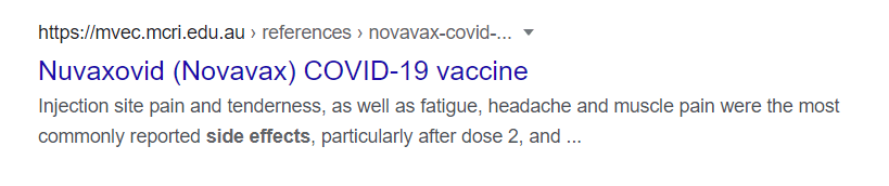 Novavax 의 부작용 보고 사례