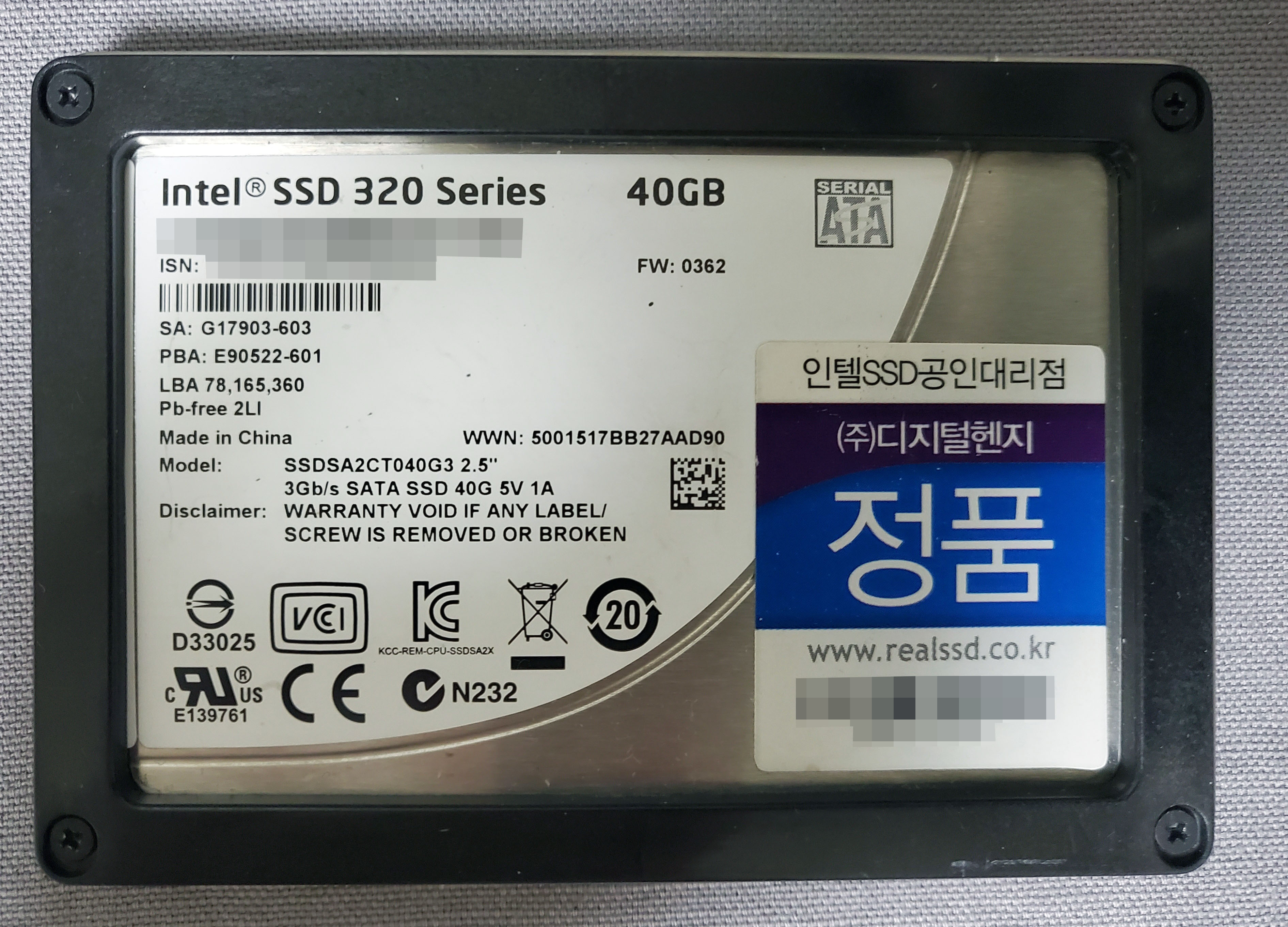 Intel SSD 320 40GB (SSDSA2CT040G3)