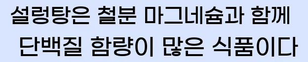  10. 설렁탕은 철분, 마그네슘과 함께 단백질 함량이 많은 식품이다.