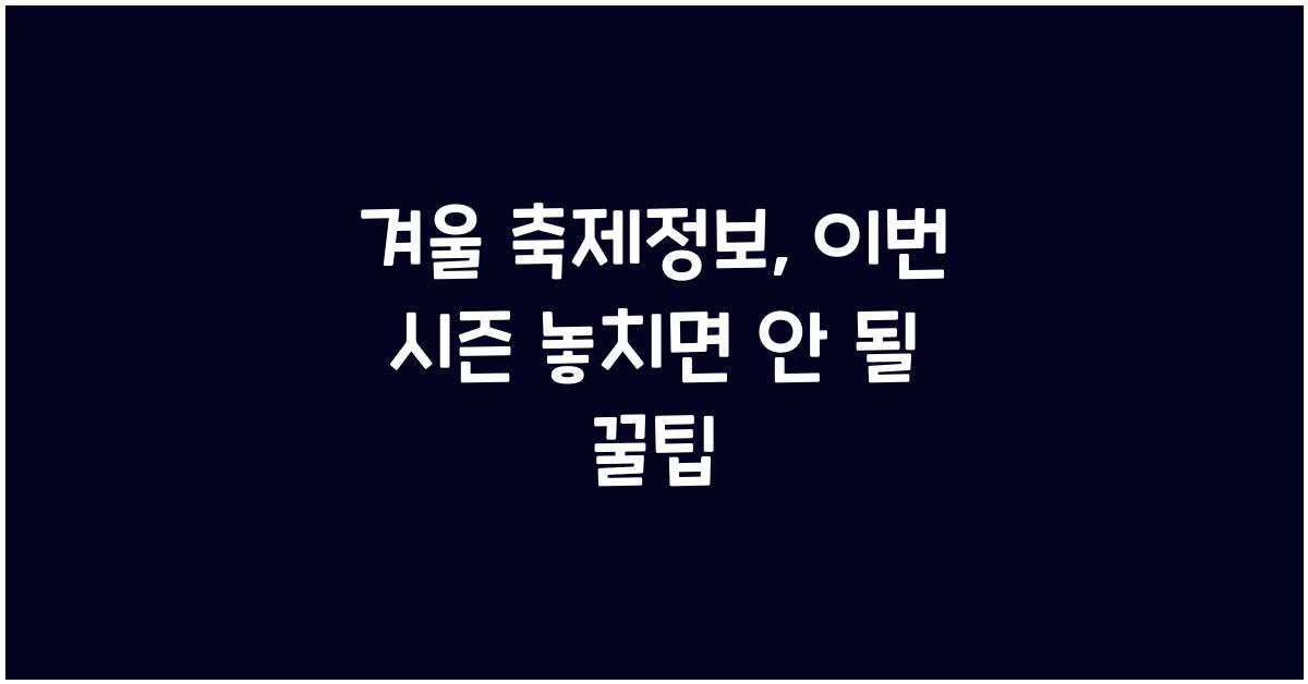 겨울 축제정보