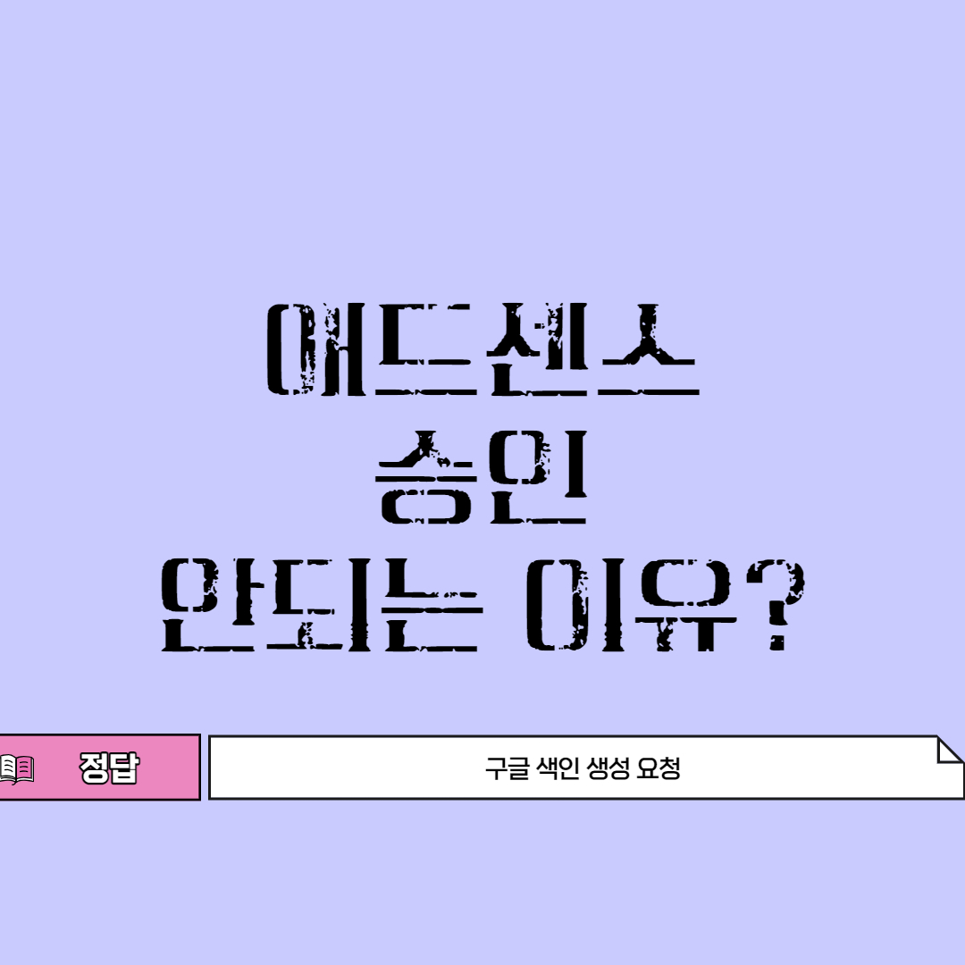  구글 애드 센스 승인이 나지 않는 이유(색인 생청 요청 방법)