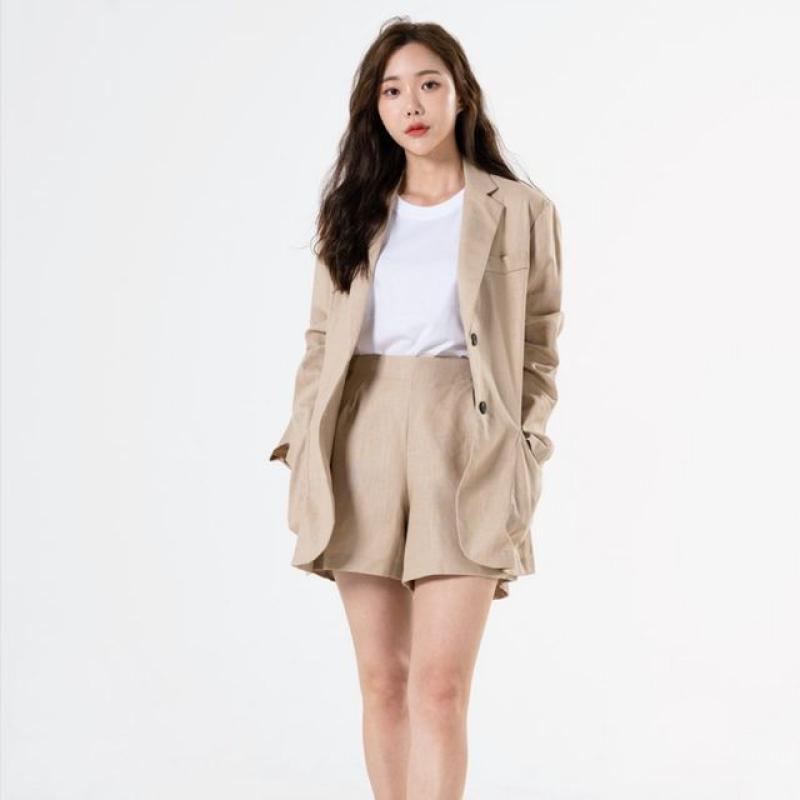 메이비굿 여자린넨 자켓반바지세트 여성자켓세트