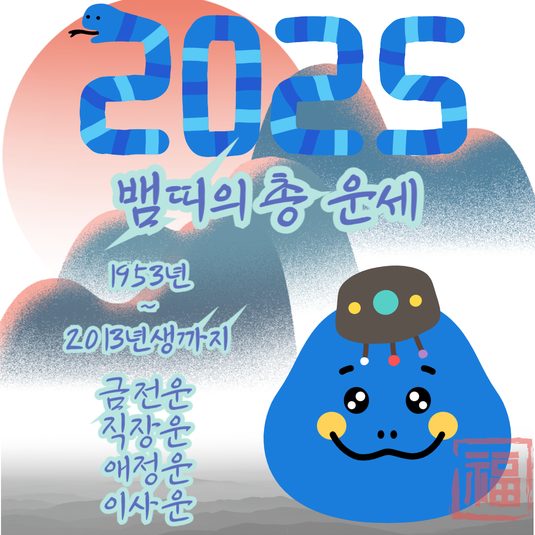 2025년 뱀띠의 총 운세 53년생~13년생까지 (금전운, 직장운, 애정운, 이사운등...)