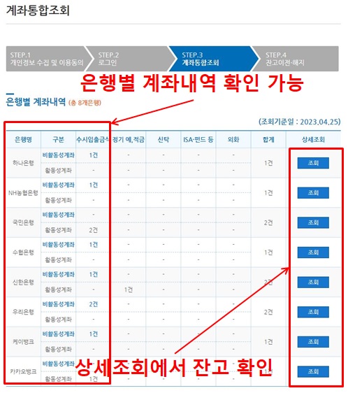 휴면계좌 조회