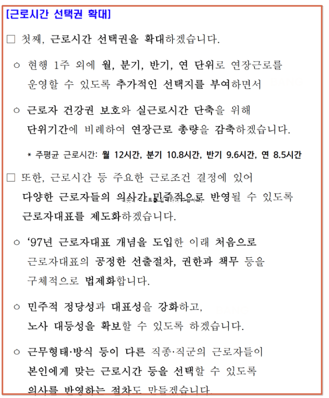 70시에 쉬고 주 69시간 64시간 근무로 개편