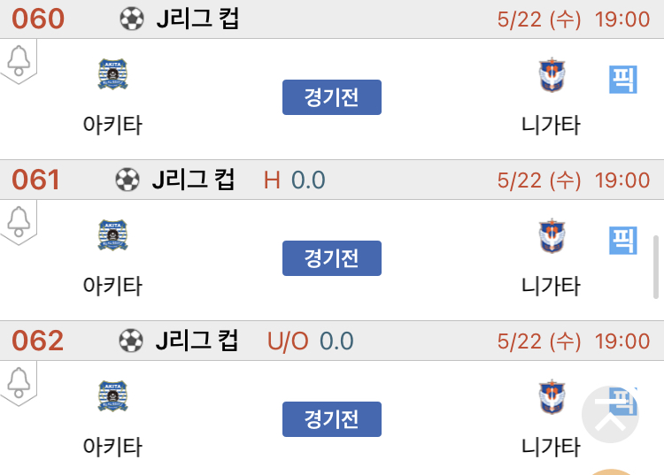 [진짜총판] 5월22일 아키타 VS 니가타 축구분석