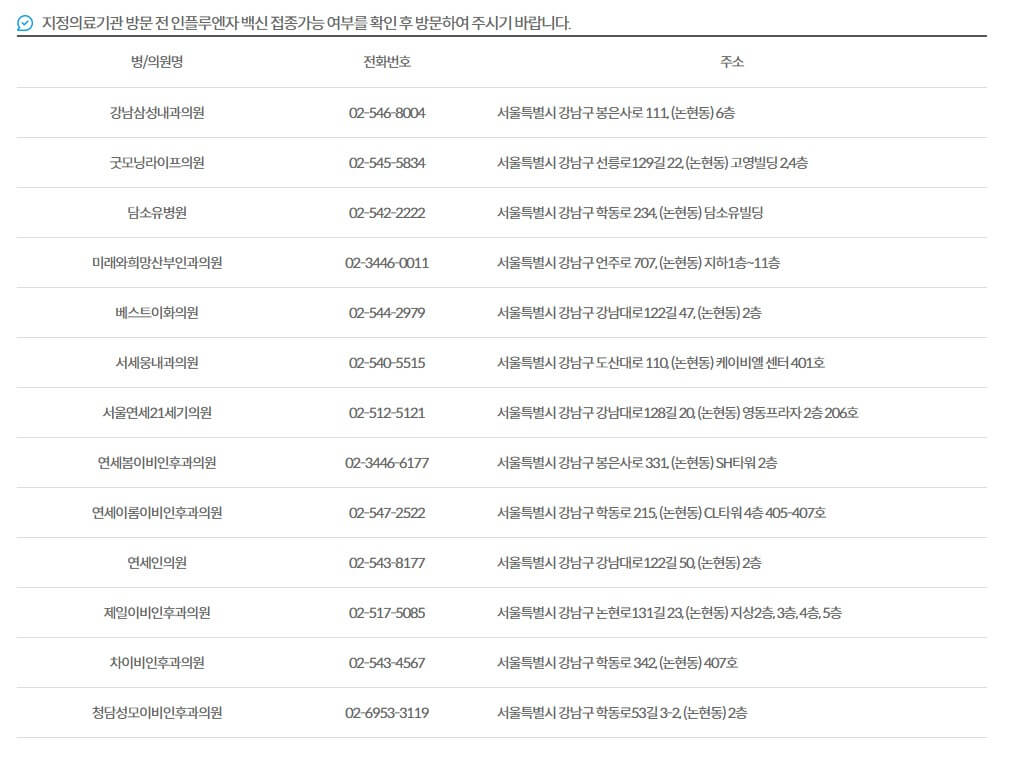 독감예방접종-지정의료기관