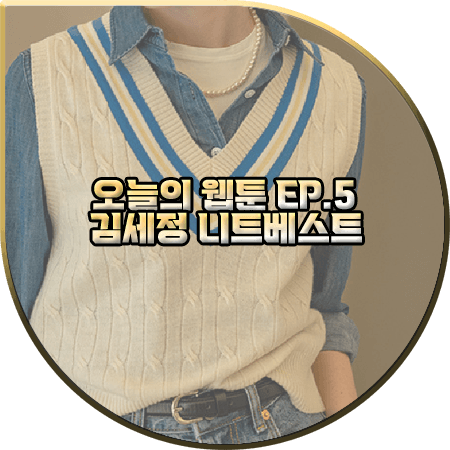  오늘의 웹툰 5회 김세정 니트조끼 :: 시야쥬 컬러 라인 케이블 니트베스트 : 온마음 패션