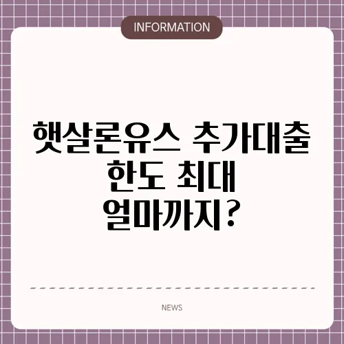 햇살론유스 추가대출 한도 최대 얼마까지?