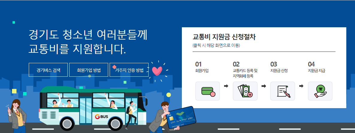  경기도 거주 청소년 교통비 지원 신청하세요