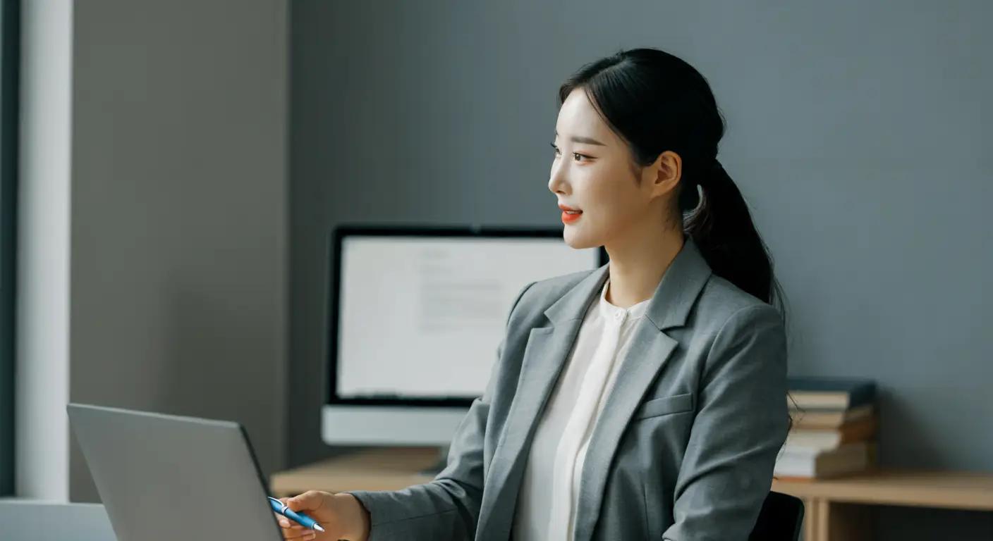 서류 작성을 하는 여성