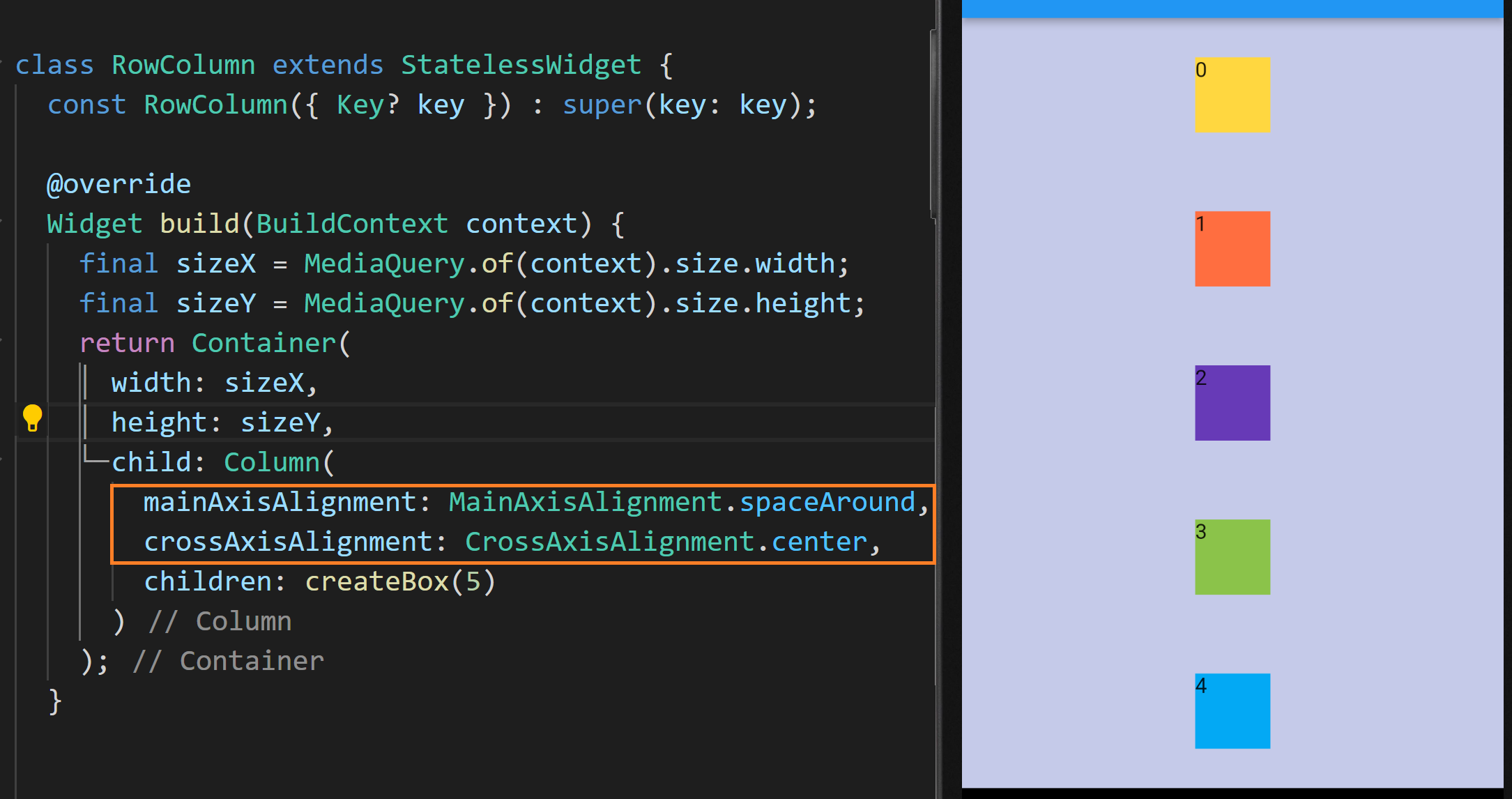 [Flutter Layout] 7. Row, Column 위젯 정렬하기, 위젯 축