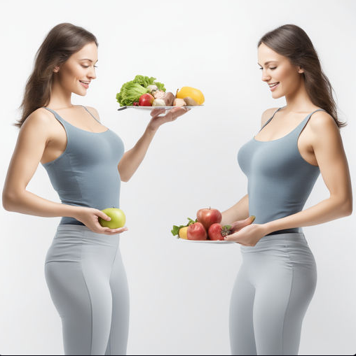 다이어트를 위해 채소&#44;과일을 준비중인 여성