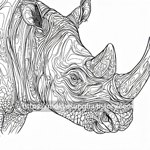코뿔소 색칠 공부 도안(복잡함) 1