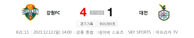  K리그 ~ 21시즌 - 강원 VS 대전 (승강 플레이오프 2차전 경기 하이라이트)