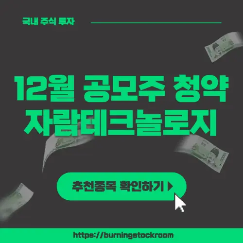12월 신규 상장주 자람테크놀로지 공모주 청약