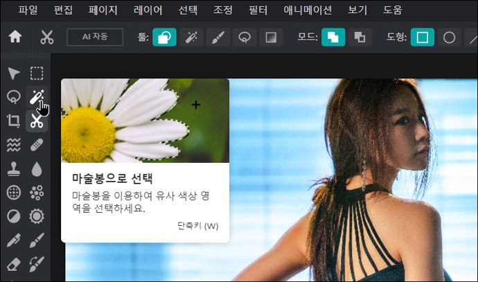 픽슬러에디터-마술봉-툴