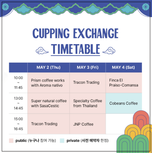 CUPPING EXCHANGE (시간표) 프로그램