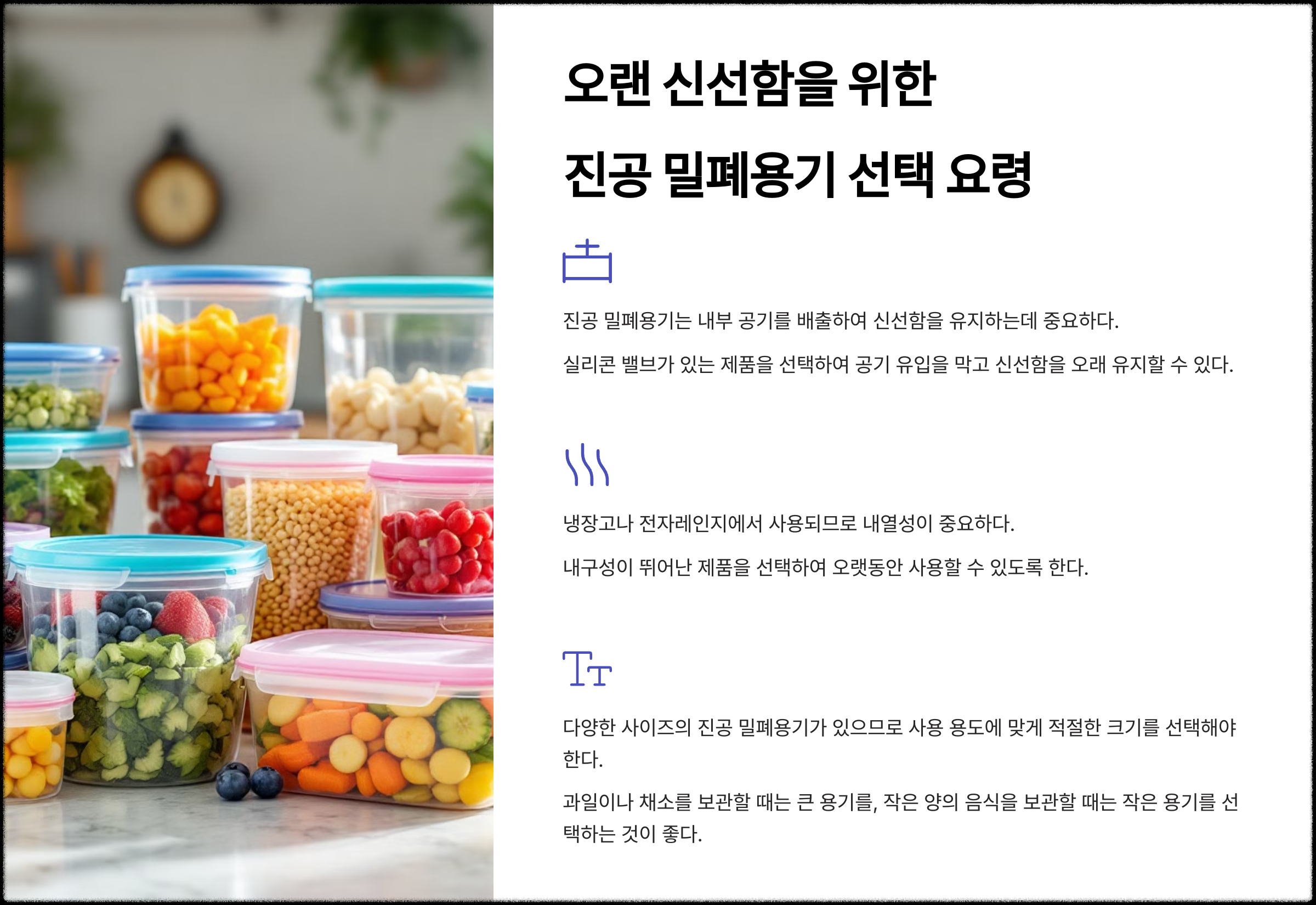 신선함을 위한 진공 밀폐용기 선택 요령