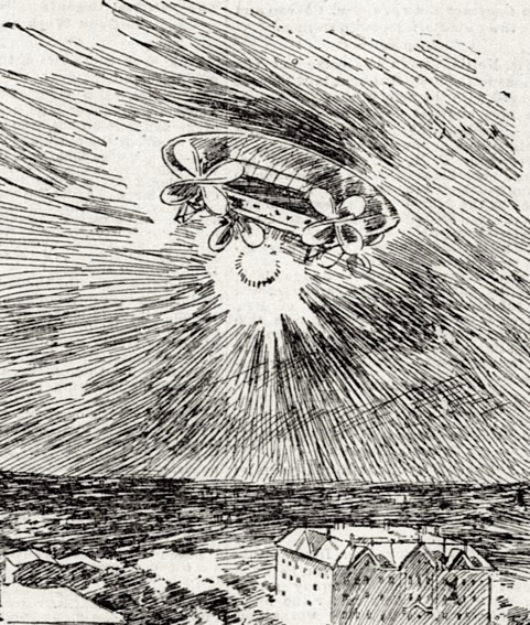 1896년 11월 22일 일간지 &#39;샌프란시스코 콜&#39;에 묘사된 미스터리 비행선(Wikimedia Commons)