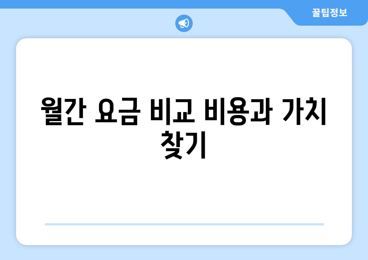 월간 요금 비교 비용과 가치 찾기