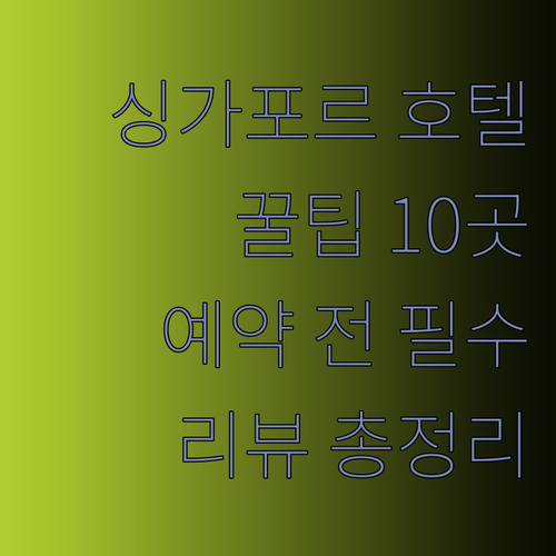싱가포르 호텔 예약 전 꼭 확인해야 