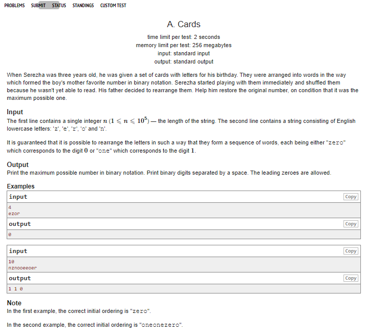  [Codeforces]  1200A: Cards