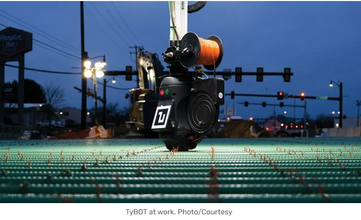 획기적인 철근 체결 속도...철근 묶는 로봇 타이봇(TyBot) VIDEO:Rebar-tying robot sets 2022 record with 11&#44;000+ ties in one day on Florida bridge