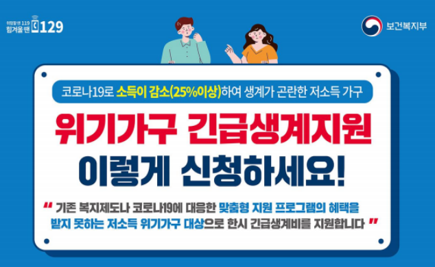  위기가구 긴급생계지원금 신청방법