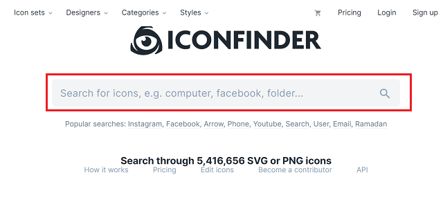 Iconfinder 홈페이지