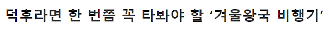 덕.후라면 한 번쯤은 꼭 타봐야 할 겨.울왕.국 비.행.기