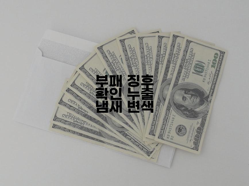 부패 징후 확인 누출 냄새 변색