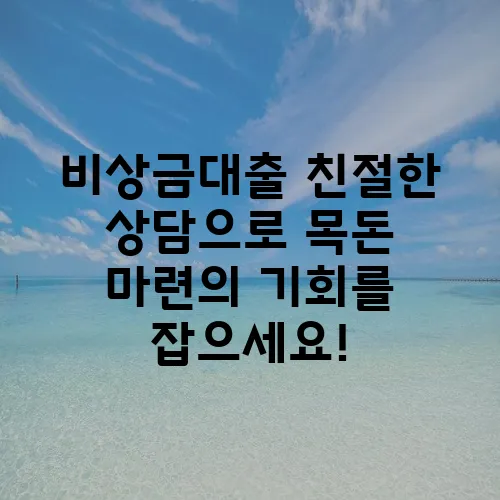 비상금대출 친절한 상담으로 목돈 마련의 기회를 잡으세요!