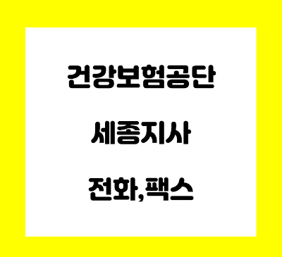  건강보험공단 세종지사 전화번호